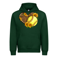 Forest Green Softball Heart With Sunflowers Urban Hoodie - LillyAllenDesigns