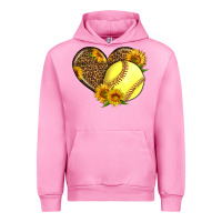 Fuchsia Pink Softball Heart With Sunflowers Urban Hoodie - LillyAllenDesigns
