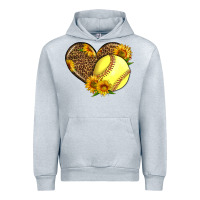 Heather Grey Softball Heart With Sunflowers Urban Hoodie - LillyAllenDesigns