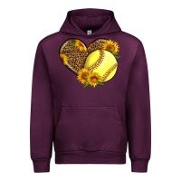 Mauve Wine Softball Heart With Sunflowers Urban Hoodie - LillyAllenDesigns