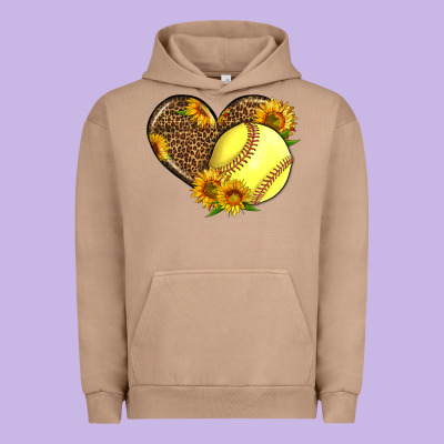 Softball Heart With Sunflowers Urban Hoodie Designed By Lillyallendesigns