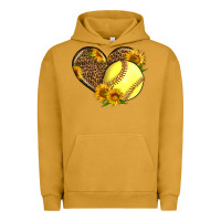 Pigment Peanut Butter Softball Heart With Sunflowers Urban Hoodie - LillyAllenDesigns