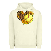 Pigment Pistachio Softball Heart With Sunflowers Urban Hoodie - LillyAllenDesigns