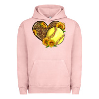 Pigment Salmon Softball Heart With Sunflowers Urban Hoodie - LillyAllenDesigns