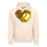 Sandshell Softball Heart With Sunflowers Urban Hoodie - LillyAllenDesigns