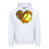 White Softball Heart With Sunflowers Urban Hoodie - LillyAllenDesigns