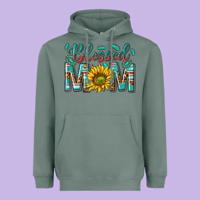 Western Blessed Mom With Sunflower Heavyweight Hoodie Designed By Texasbilliewilder