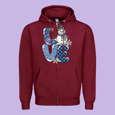 Zipper Hoodie love snowman