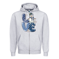 Heather Grey love snowman Zipper Hoodie - MaliasSmallBusiness