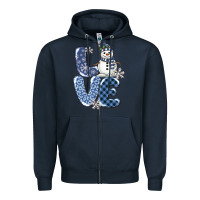 Navy love snowman Zipper Hoodie - MaliasSmallBusiness