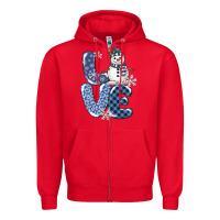 Red love snowman Zipper Hoodie - MaliasSmallBusiness
