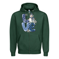 Sports Green love snowman Zipper Hoodie - MaliasSmallBusiness