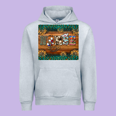 Western Nurse Glitter Leopard Sunflowers Urban Hoodie Designed By Barkaloodesign