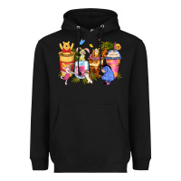 Black cartoon characters coffee cups Heavyweight Hoodie - Zillion Design Studio