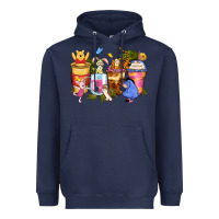 Navy cartoon characters coffee cups Heavyweight Hoodie - Zillion Design Studio