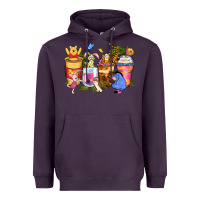 Plum cartoon characters coffee cups Heavyweight Hoodie - Zillion Design Studio