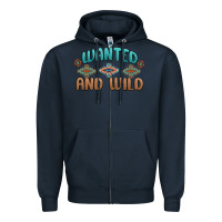 Navy wanted and wild Zipper Hoodie - MaliasSmallBusiness