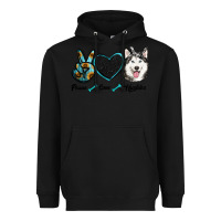 Black peace love huskies Heavyweight Hoodie - RanaPortraitStore