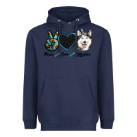 Navy peace love huskies Heavyweight Hoodie - RanaPortraitStore