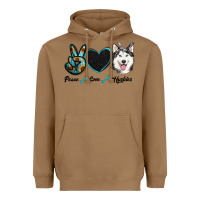 Toasted Coconut peace love huskies Heavyweight Hoodie - RanaPortraitStore