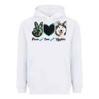 White peace love huskies Heavyweight Hoodie - RanaPortraitStore