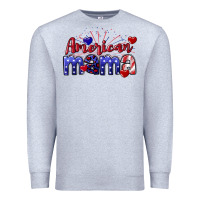 Heather Grey American Mama 4th of july Premium Sweatshirt - CowGirlArtShop