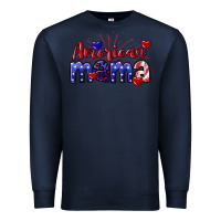 Navy American Mama 4th of july Premium Sweatshirt - CowGirlArtShop