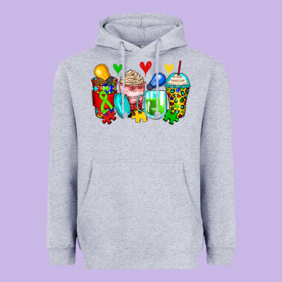 Autism Coffee Cups Heavyweight Hoodie Designed By Zillion Design Studio