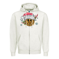 Oatmeal Heather leopard smiley face Zipper Hoodie - MaliasSmallBusiness
