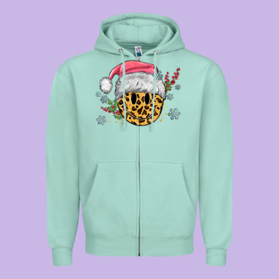 Zipper Hoodie leopard smiley face
