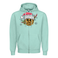 Seafoam leopard smiley face Zipper Hoodie - MaliasSmallBusiness