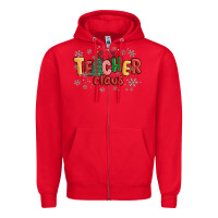 Red teacher claus Zipper Hoodie - MaliasSmallBusiness