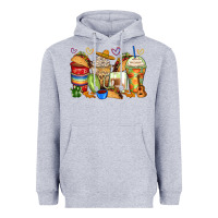 Heather Grey tacos coffee cups Heavyweight Hoodie - Zillion Design Studio