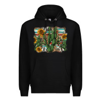 Black serape sunflowers cactus Premium Hoodie - AdoDesignShop