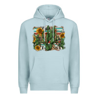 Blue Mist serape sunflowers cactus Premium Hoodie - AdoDesignShop