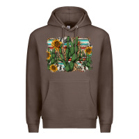 Coffee serape sunflowers cactus Premium Hoodie - AdoDesignShop
