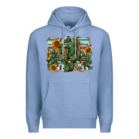 Colony Blue serape sunflowers cactus Premium Hoodie - AdoDesignShop