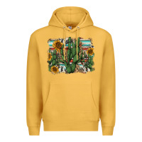 Mustard serape sunflowers cactus Premium Hoodie - AdoDesignShop