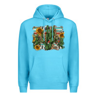 Ocean Blue serape sunflowers cactus Premium Hoodie - AdoDesignShop