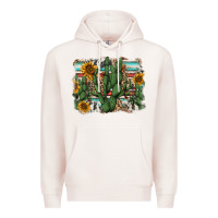 Pale Pink serape sunflowers cactus Premium Hoodie - AdoDesignShop