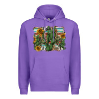 Purple serape sunflowers cactus Premium Hoodie - AdoDesignShop