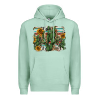 Seafoam serape sunflowers cactus Premium Hoodie - AdoDesignShop