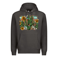 Smoke serape sunflowers cactus Premium Hoodie - AdoDesignShop