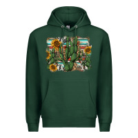 Sports Green serape sunflowers cactus Premium Hoodie - AdoDesignShop