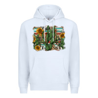 White serape sunflowers cactus Premium Hoodie - AdoDesignShop