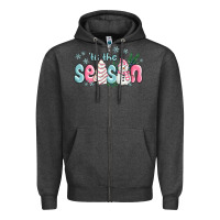 Charcoal Heather tis the season snowman and christmas cake Zipper Hoodie - MaliasSmallBusiness