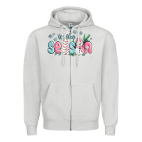 Dove Grey tis the season snowman and christmas cake Zipper Hoodie - MaliasSmallBusiness