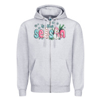 Heather Grey tis the season snowman and christmas cake Zipper Hoodie - MaliasSmallBusiness
