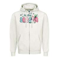 Oatmeal Heather tis the season snowman and christmas cake Zipper Hoodie - MaliasSmallBusiness