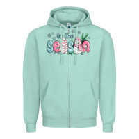 Seafoam tis the season snowman and christmas cake Zipper Hoodie - MaliasSmallBusiness